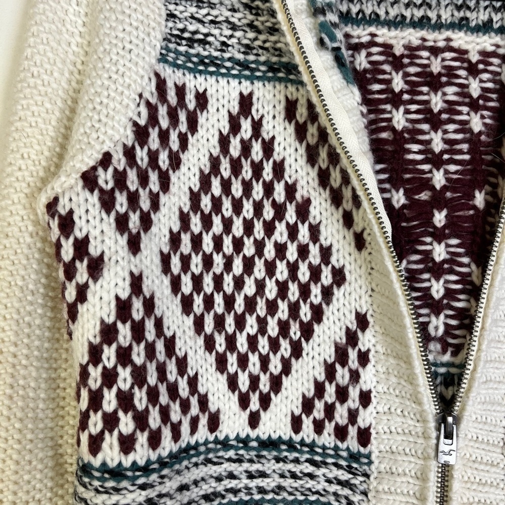 Hollister NWT Fair Isle Knit Zip Hoodie Sweater M Winter Cozycore Preppy College - Picture 6 of 10